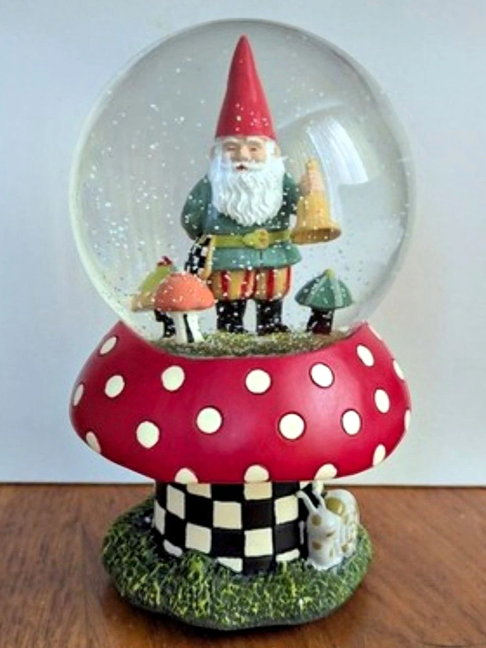 MacKenzie-Childs Santa Snow Globe Polka Dot Holiday Red